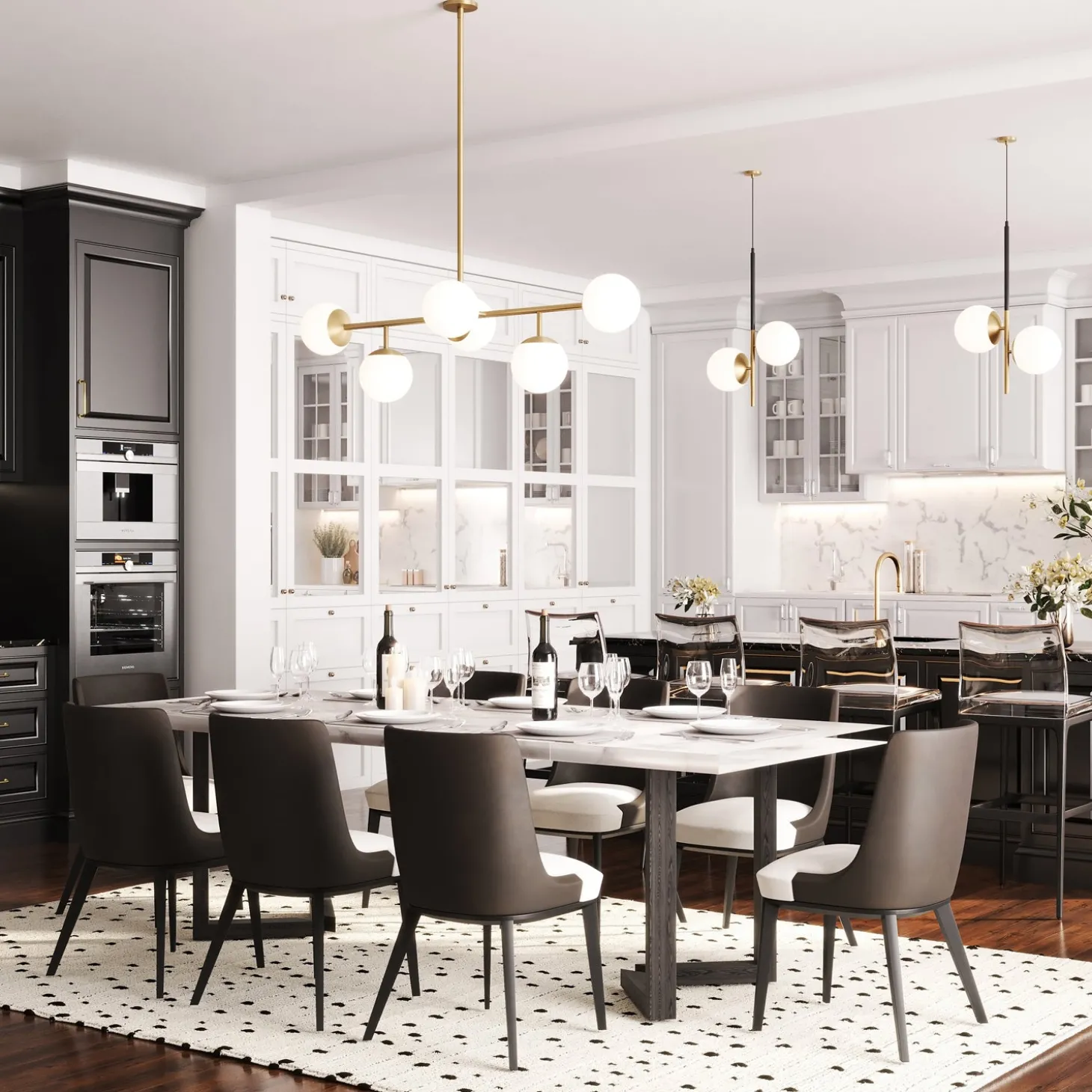 Open Box Castell 6 Globe Linear LED Pendant, Aged Brass