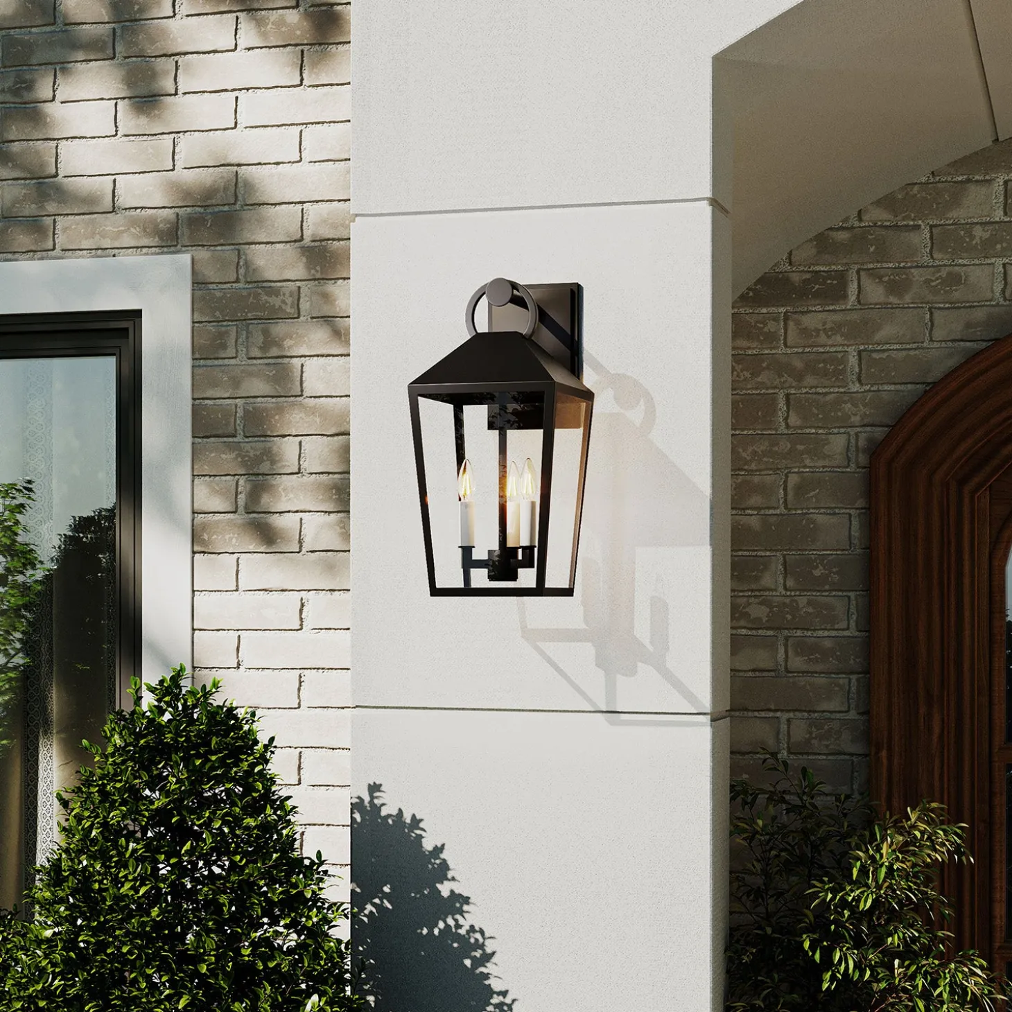 Open Box Cole Outdoor Wall Light, Medium, Black