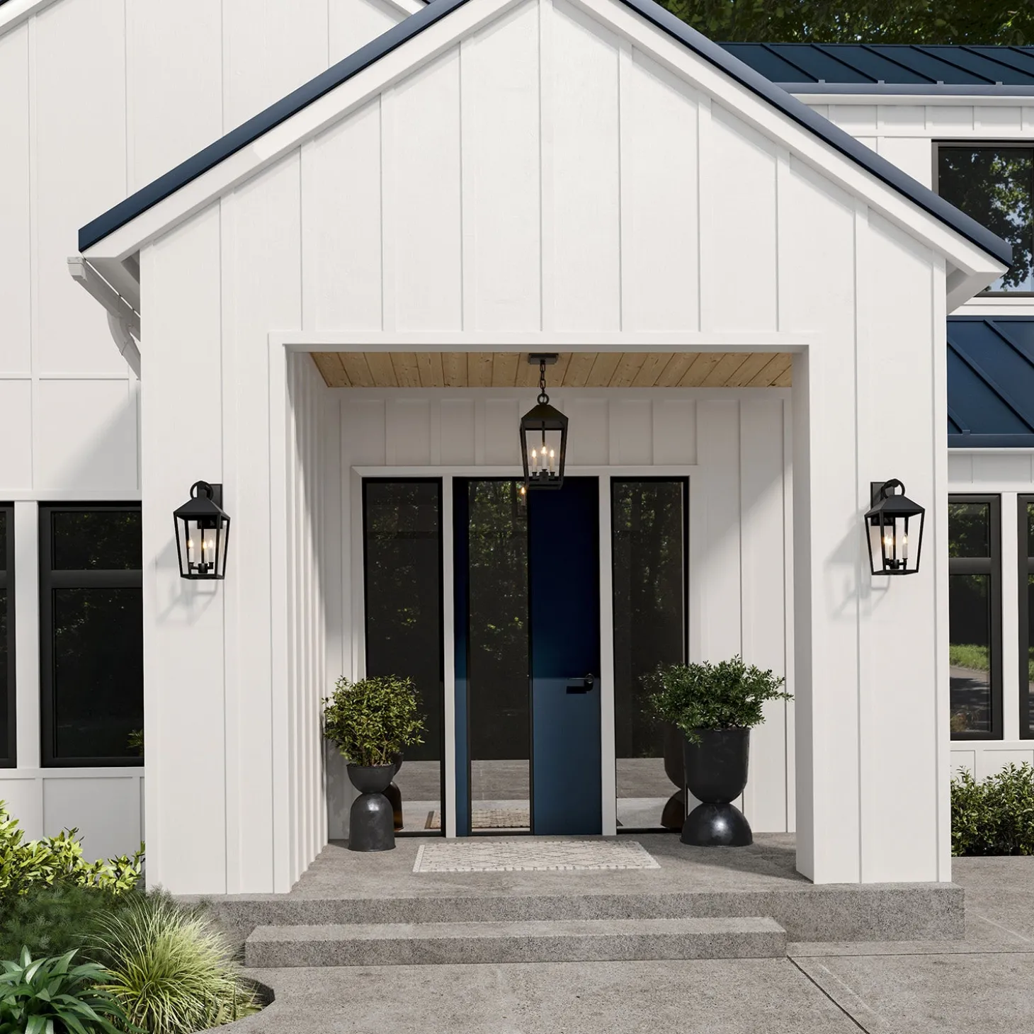 Open Box Cole Outdoor Wall Light, Medium, Black