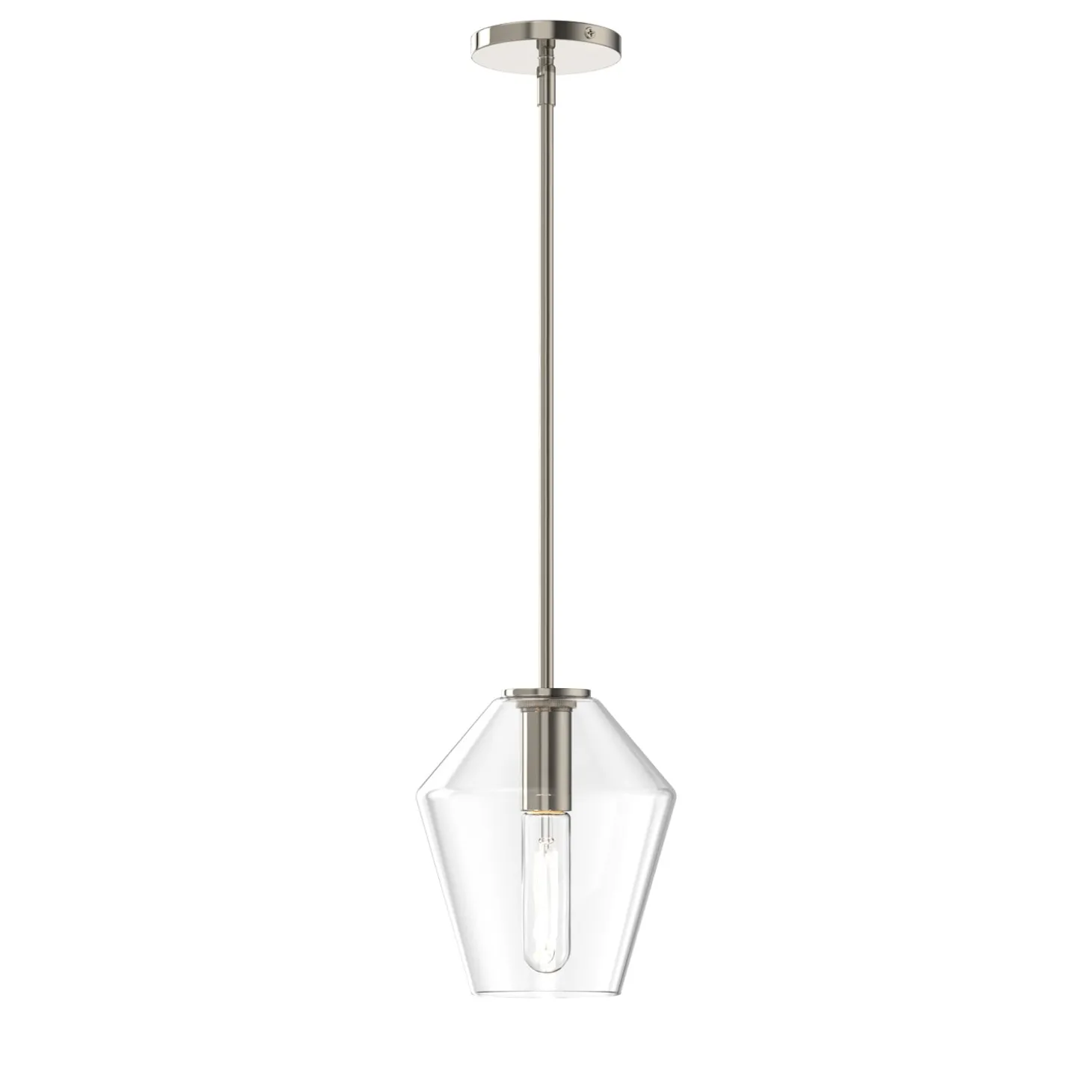 Open Box Eva 9" Clear Diamond Pendant, Polished Nickel