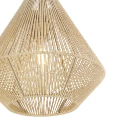 Open Box Farrah Small Jute Pendant, Natural and Aged Brass