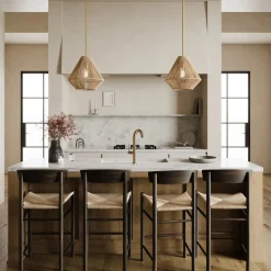 Open Box Farrah Small Jute Pendant, Natural and Aged Brass