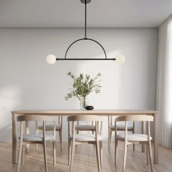 Open Box Milo 2 Globe Linear Arc LED Pendant, Matte Black