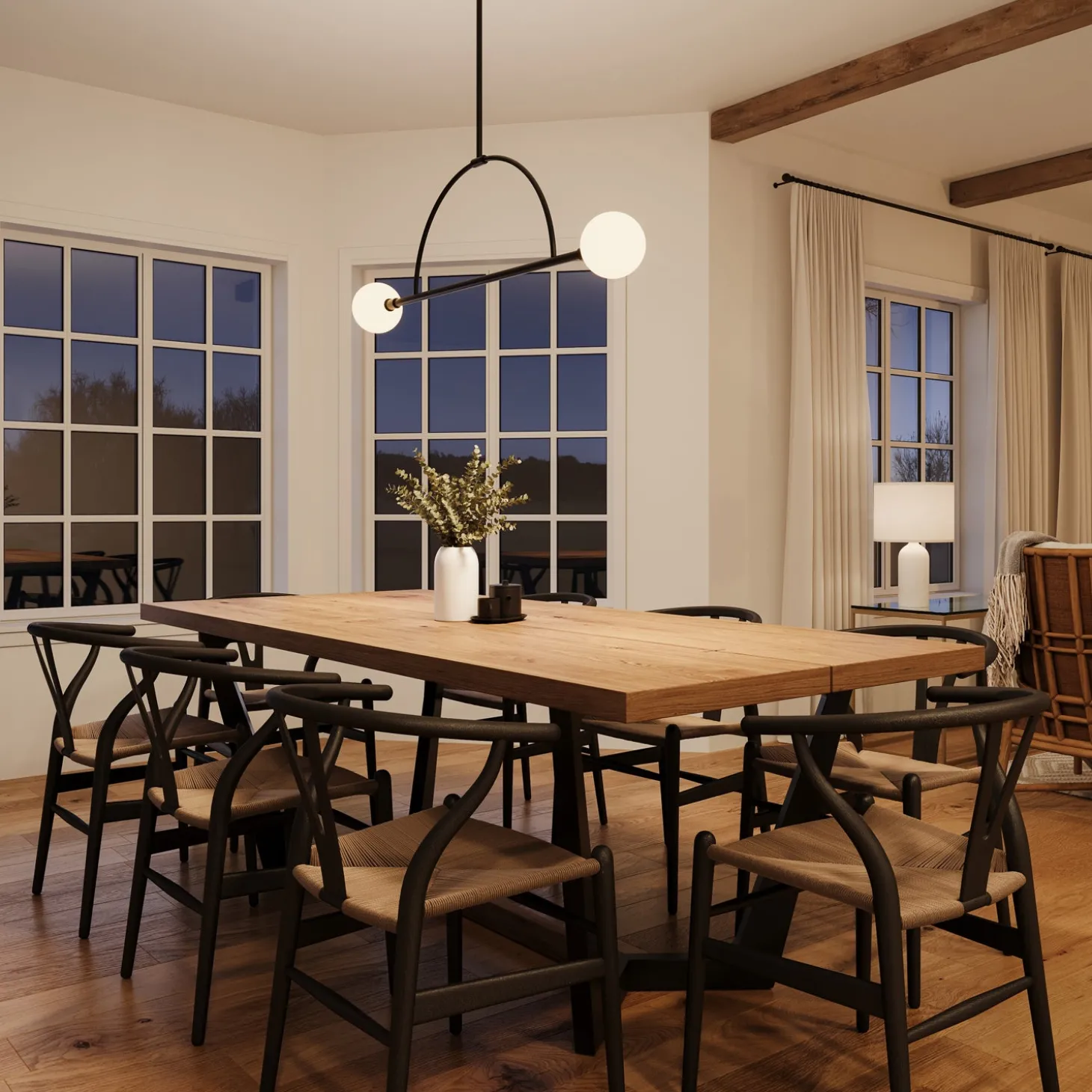 Open Box Milo 2 Globe Linear Arc LED Pendant, Matte Black