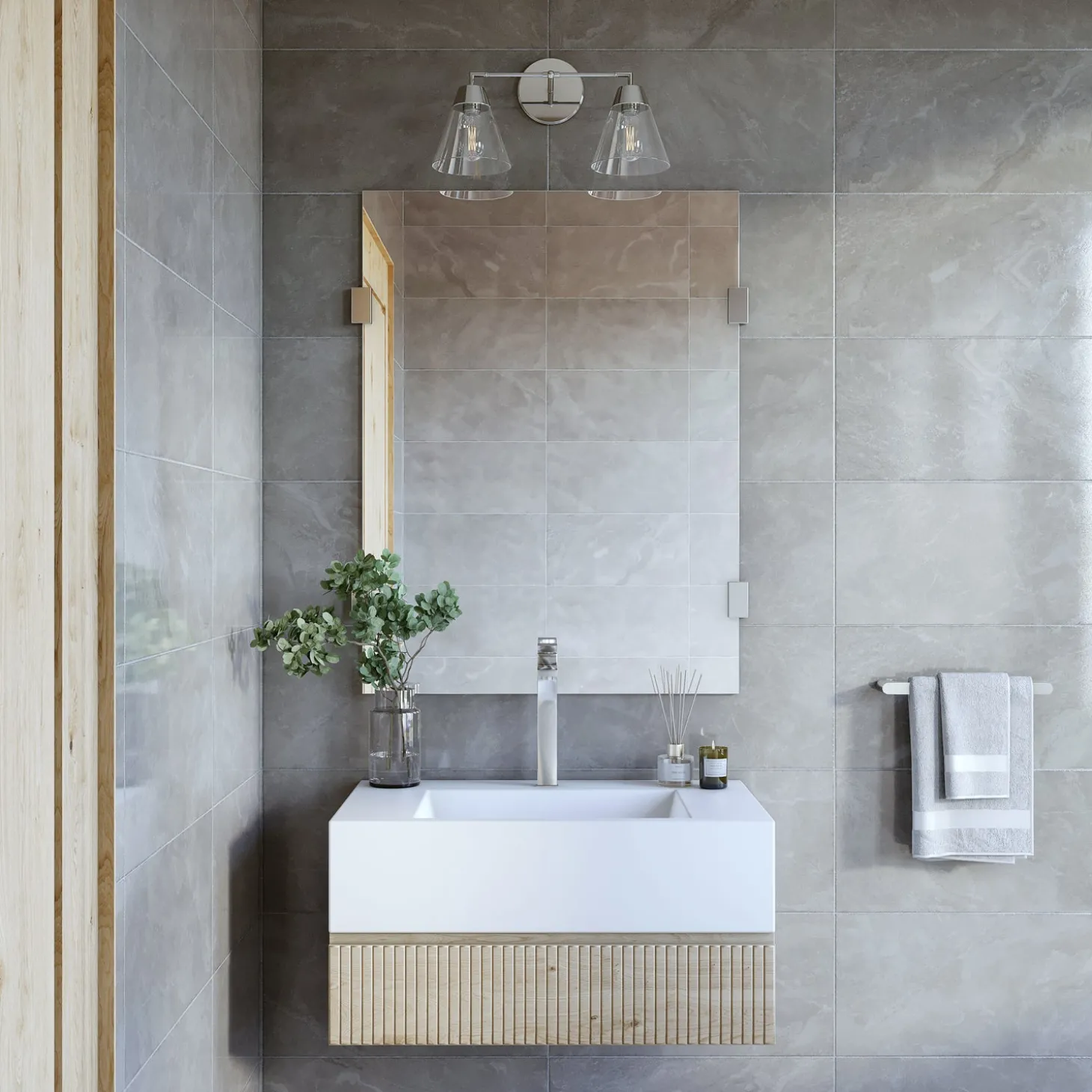 Open Box Owen 2-Light Vanity Wall Light, Polished Nickel