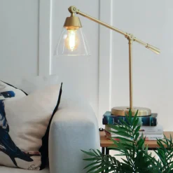 Open Box Owen Table Lamp, Satin Brass