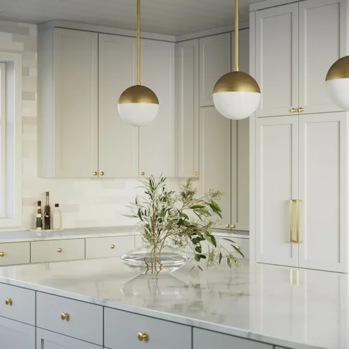 Open Box Powell LED 7" Aged Brass Globe Pendant