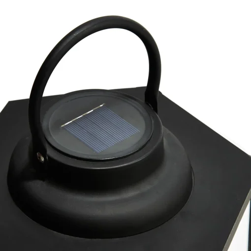 Open Box Rigel Hexagonal Metal Lantern with Solar LED Candle, Medium
