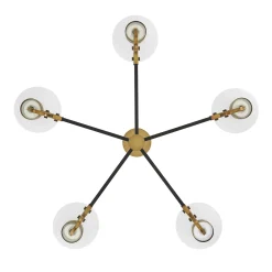 Open Box Ryan 5 Light Chandelier, Matte Black and Aged Brass