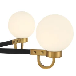 Open Box Ryan 5 Light Chandelier, Matte Black and Aged Brass