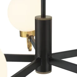 Open Box Ryan 5 Light Chandelier, Matte Black and Aged Brass