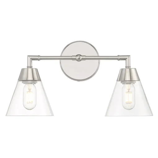 Owen 2 Light Vanity Wall Light, Polished Nickel