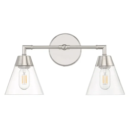 Owen 2 Light Vanity Wall Light, Polished Nickel
