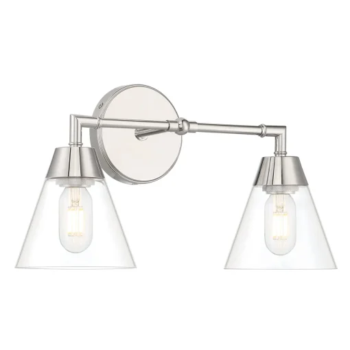 Owen 2 Light Vanity Wall Light, Polished Nickel