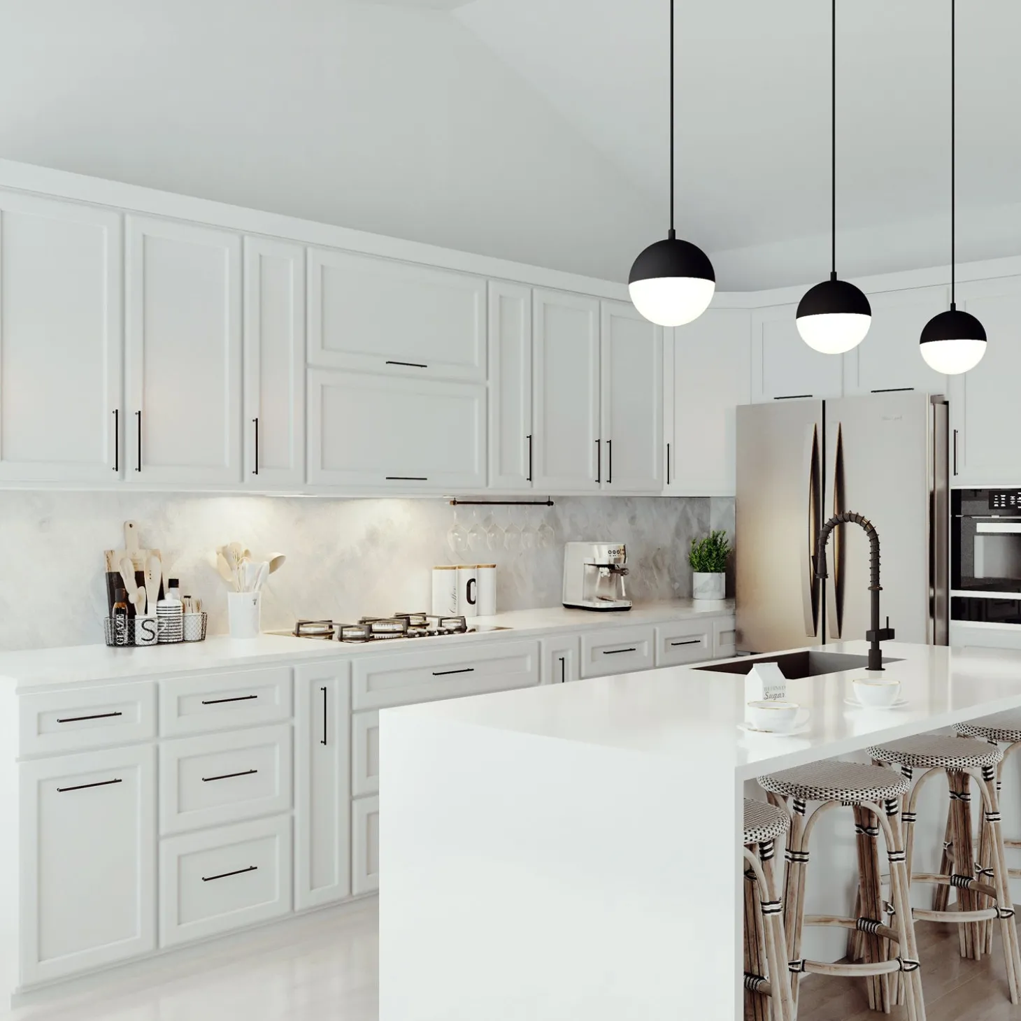 Powell LED 7" Matte Black Globe Pendant