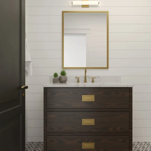 Ronan 18" Opal Glass LED Vanity Light, Aged Brass