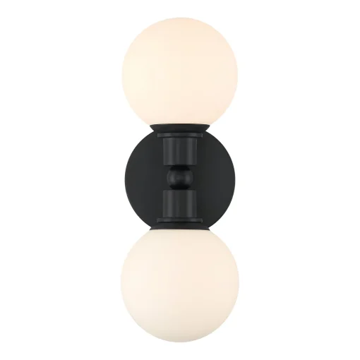 Theo 2 Globe Wall Sconce, Matte Black