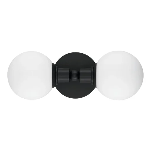 Theo 2 Globe Wall Sconce, Matte Black