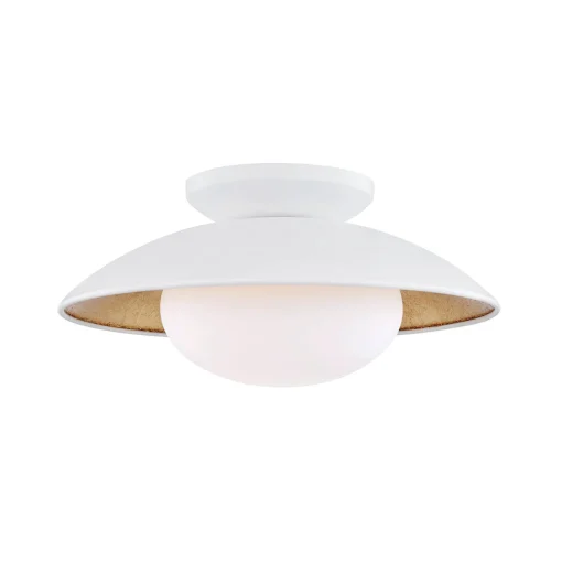 Vera Flush Mount, Medium, White and Gold Leaf
