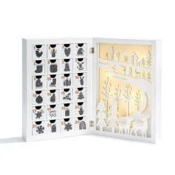 Winter Wonderland Pre-Lit LED Fold Out Wooden Advent Calendar with Drawers